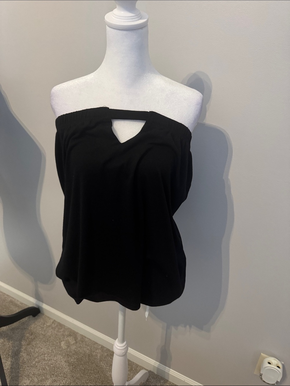 Black Off-Shoulder Keyhole Women's Top